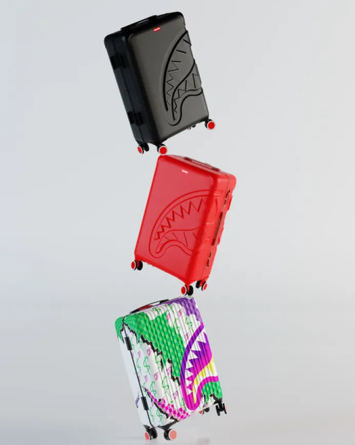 MOLDED SHARKITECTURE RED HARDSHELL CARRY-ON LUGGAGE